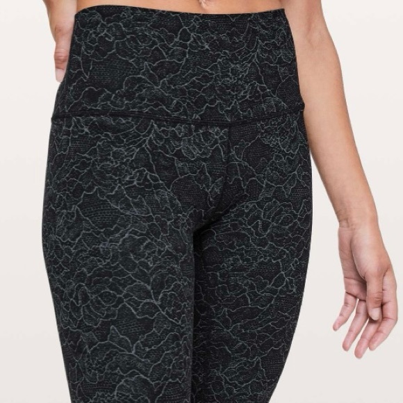 Lululemon Align Pant Full Length 28” Lacescape Dark Cast Black Gray Size 4 Nulu - Picture 3 of 12
